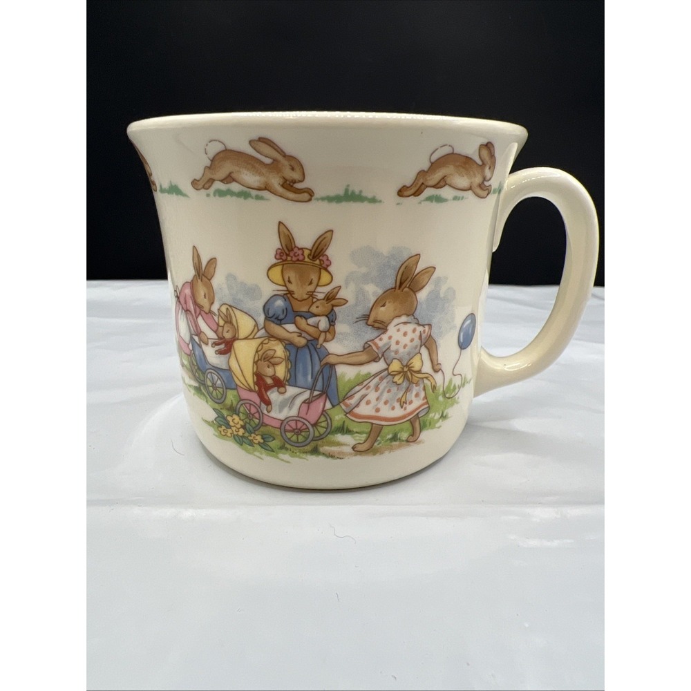 Vintage Royalโ Doulton Bunnykins Mug Fine Bone China Cup Prams Walk in the Park